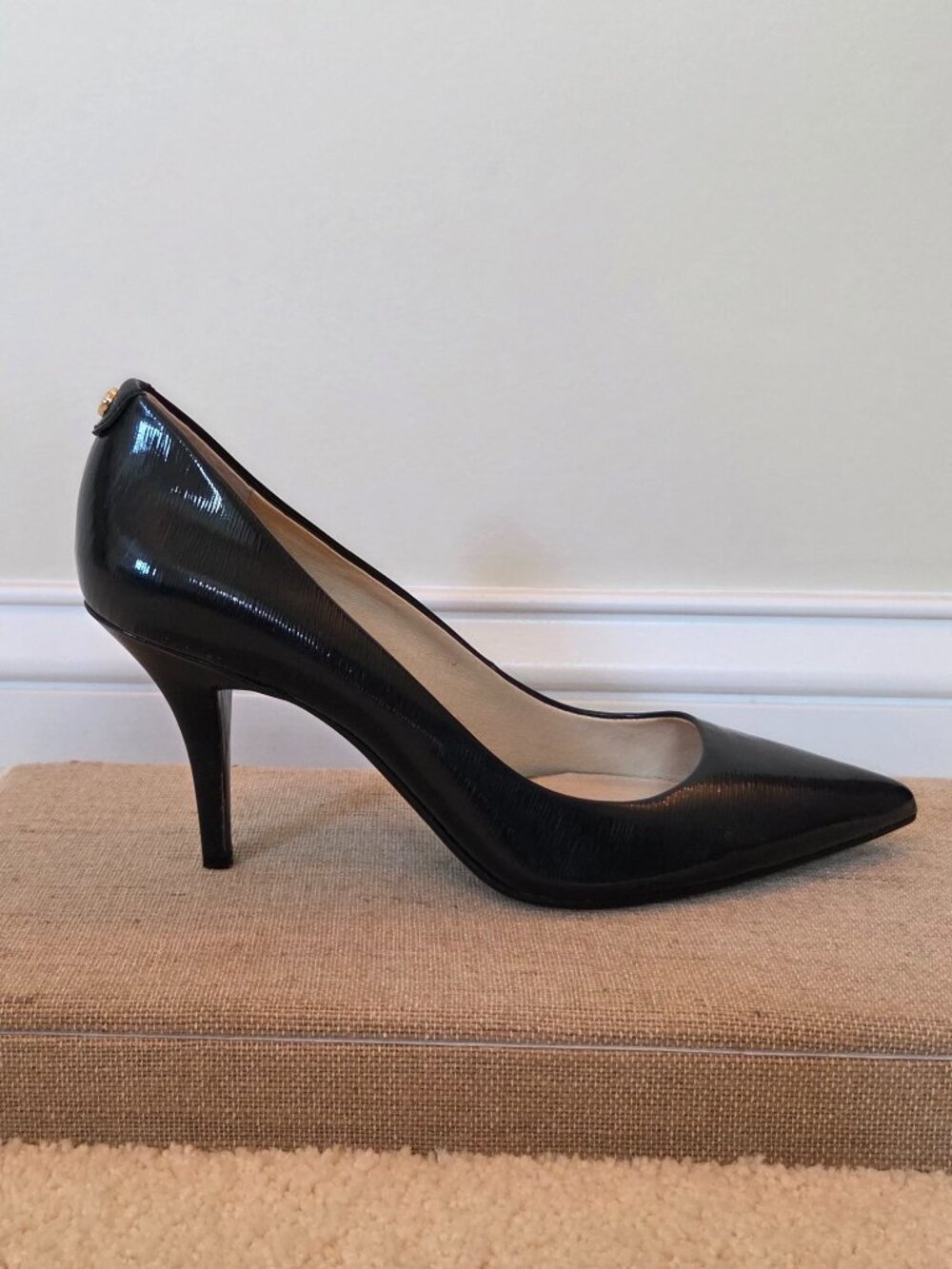 Michael Kors Navy Textured Patent Leather Pumps